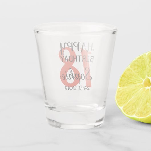 Aangepaste 18e verjaardag shot glas (Achterkant)