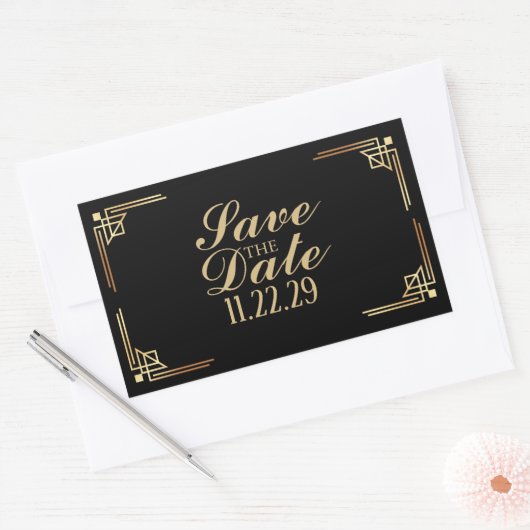 Aangepaste 1920s Save the Date grote sticker (Envelop)