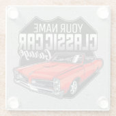 Aangepaste 1966 converteerbare klassieke autokledi glazen onderzetter (Achterkant)