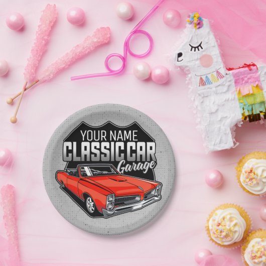 Aangepaste 1966 converteerbare klassieke autokledi papieren bordje (Feest)