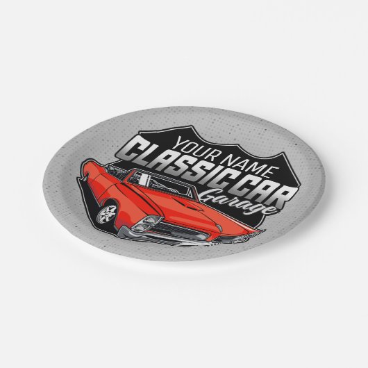 Aangepaste 1966 converteerbare klassieke autokledi papieren bordje (Gekanteld)