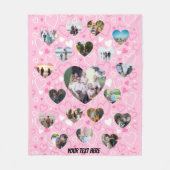 Aangepaste 19 fotocollage roze, aangepaste tekst fleece deken (Voorkant)