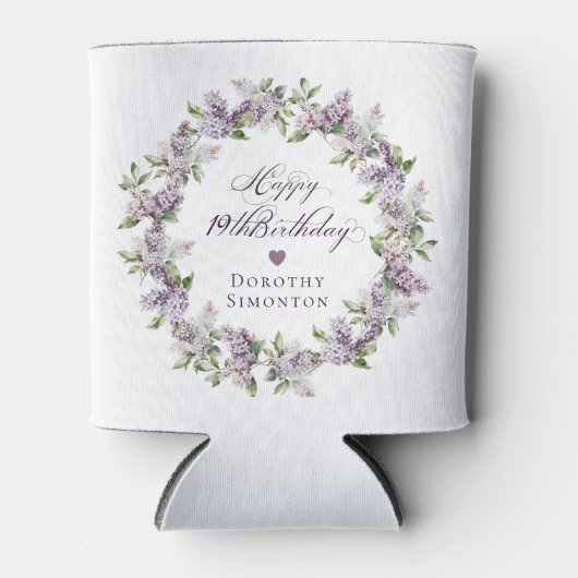 Aangepaste 19e Verjaardag Paarse Lila Lente Bloem Blikjeskoeler (Voorkant)