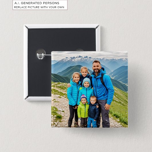Aangepaste 1 Foto Familie Vierkante Button 5,1 Cm