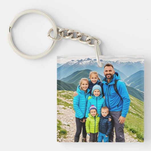 Aangepaste 1 fotofamilie sleutelhanger (voorkant)