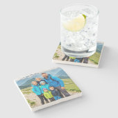 Aangepaste 1 fotofamilie stenen onderzetter (Zijkant)