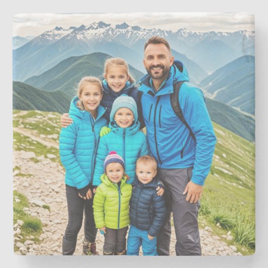 Aangepaste 1 fotofamilie stenen onderzetter (Voorkant)