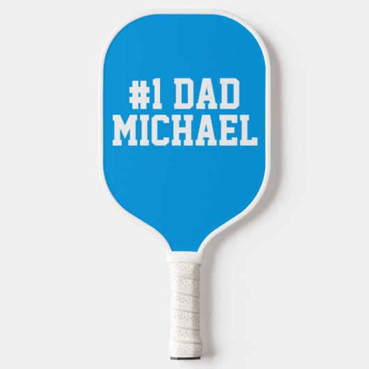 Aangepaste #1 Pap Vaderdag Blue White Pickleball Paddle (Voorkant)
