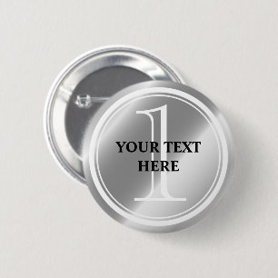 Aangepaste 1-prijs zilverkleurige ronde pinback-kn button 5,7 cm