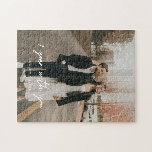 Aangepaste 1e bruiloft Jubileum paar foto Legpuzzel (Horizontaal)