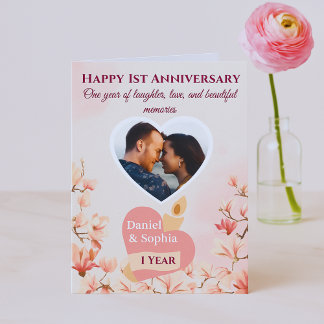 Aangepaste 1e Jubileum Kaart voor Man & Vrouw