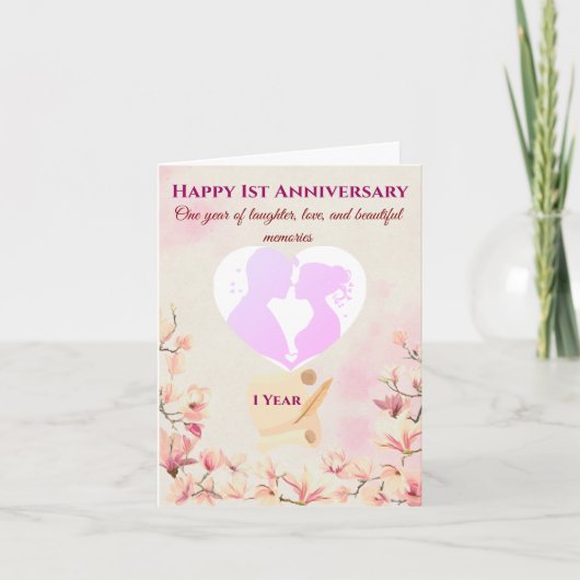 Aangepaste 1e Jubileum Kaart voor Man & Vrouw (Voorkant)