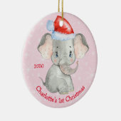 Aangepaste 1e kerstbaby meisje Roze Keramisch Ornament (Rechts)