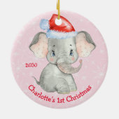 Aangepaste 1e kerstbaby meisje Roze Keramisch Ornament (Achterkant)
