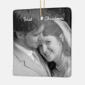 Aangepaste 1e Kerstluchter Damask foto Keramisch Ornament (Links)