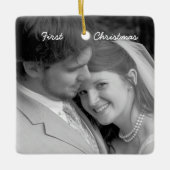 Aangepaste 1e Kerstluchter Damask foto Keramisch Ornament (Voorkant)