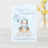 Aangepaste 1e kleinkind Penguin Kaart (Gele Bloem)