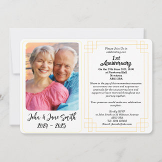 Aangepaste 1e papieren bruiloft Jubileum uitnodigi Feestdagenkaart