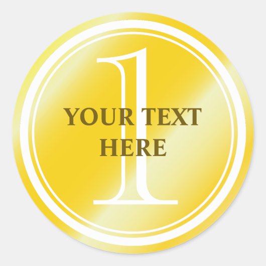 Aangepaste 1e prijs gouden medaille stickers en ze (Voorkant)