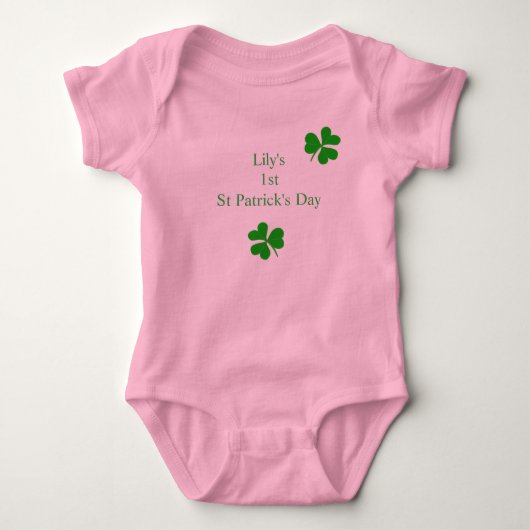 Aangepaste 1e St. Patrick's Day Lucky Shamrock Romper (Voorkant)