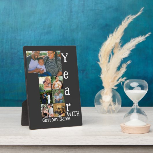 Aangepaste 1e trouwdag 7 foto collage fotoplaat (Zijkant)