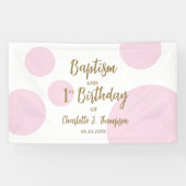 Aangepaste 1e verjaardag en Doop Roze Goud Partij Spandoek (Horizontaal)