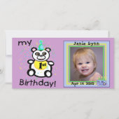 Aangepaste 1e verjaardag fotokaarten aankondiging (Voorkant)