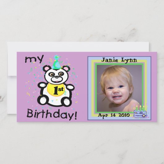 Aangepaste 1e verjaardag fotokaarten aankondiging (Voorkant)