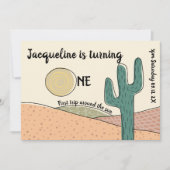 Aangepaste 1e verjaardag Retro Boho Desert Cactus  Kaart (Voorkant)
