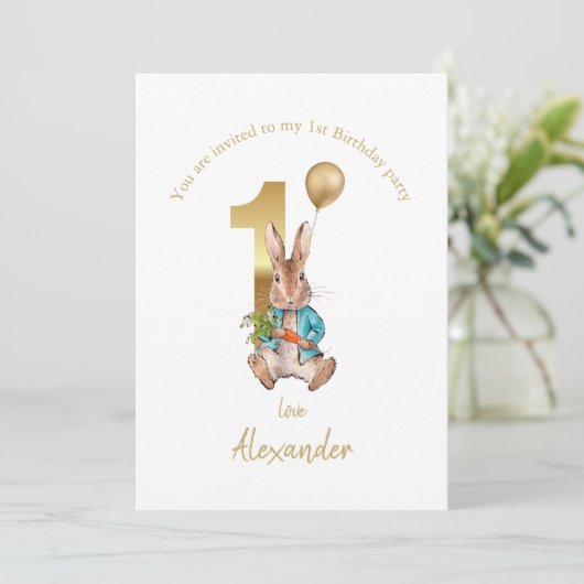 Aangepaste 1e verjaardag Uitnodiging Peter het kon (Staand voorkant)