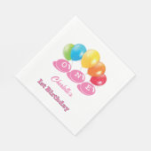 Aangepaste 1e Verjaardag Zacht Roze Meisje Naam Pa Servet (Hoek)