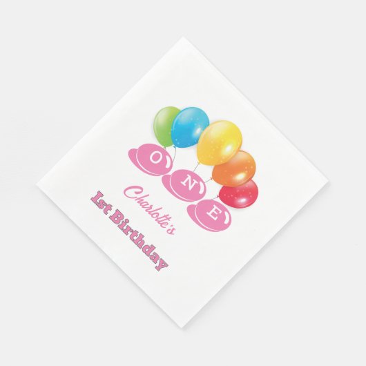 Aangepaste 1e Verjaardag Zacht Roze Meisje Naam Pa Servet (Hoek)