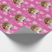 Aangepaste 1e verjaardag zee schildpad roze baby cadeaupapier (Hoek)