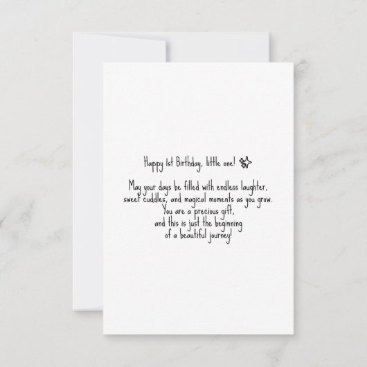 Aangepaste 1s Verjaardagstaart Kaart Gepersonalise (Achterkant)