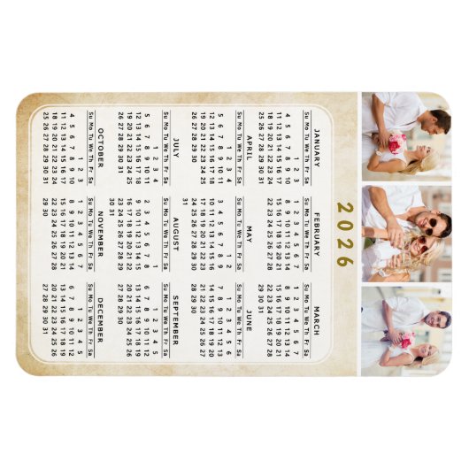 Aangepaste 2020 Photo Magnetic Fridge Calendar Magneet (Horizontaal)