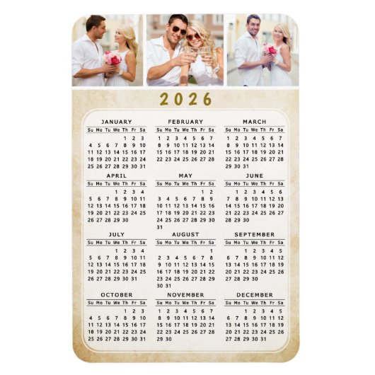 Aangepaste 2020 Photo Magnetic Fridge Calendar Magneet (Verticaal)