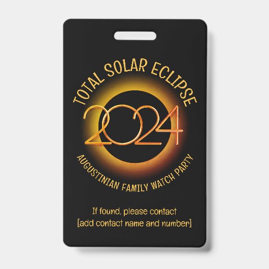 Aangepaste 2024 TOTALE ZONNEVERDUISTERING Verloren Badge (Voorzijde)