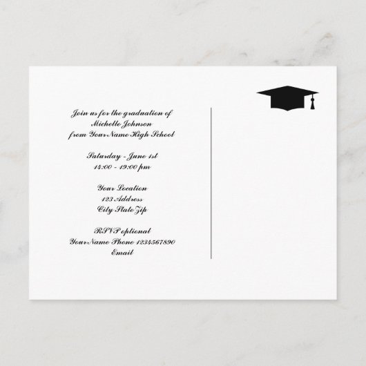 Aangepaste 2025 afstudeerfeest uitnodiging briefka (Achterkant)