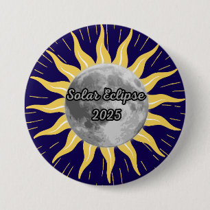 Aangepaste 2025 Blauwe Zonsverduistering Ronde Button 7,6 Cm