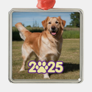 Aangepaste 2025 huisdier foto metalen kerstversier ornament