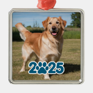 Aangepaste 2025 huisdier foto metalen kerstversier ornament