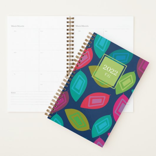 Aangepaste 2025 kleurrijke planner monogram blader (Display)