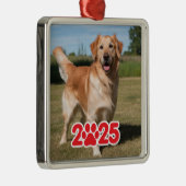 Aangepaste 2025 Pet Foto Metalen Ornament (Rechts)