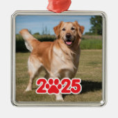 Aangepaste 2025 Pet Foto Metalen Ornament (Voorkant)