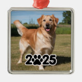 Aangepaste 2025 Pet Foto Metalen Ornament (Voorkant)