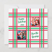 Aangepaste 2025 Red Green Plaid Familiefoto Feestdagenkaart (Voorkant)