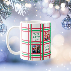 Aangepaste 2025 Red Green Plaid Familiefoto Koffiemok