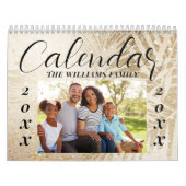Aangepaste 2026 Elegant Script Gold Family Foto Kalender (Hoes)
