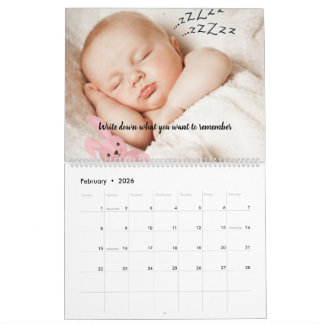 Aangepaste 2026-foto-agenda met berichtontwerp kalender