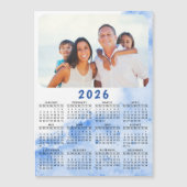 Aangepaste 2026 Fotokalender Magneet Blauw Witte O (Voorkant)